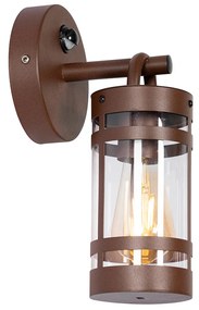 Lampada da parete per esterni marrone ruggine IP44 con sensore di movimento - Ruben