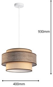Lampadario a sospensione con filo GRACE 1xE27/60W/230V diametro 40 cm beige/marrone
