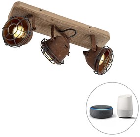 Faretto intelligente marrone ruggine inclinabile incl. 3 GU10 WiFi - Gina