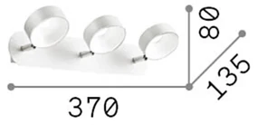 Plafoniera Moderna Oby Metallo Bianco 3 Luci 18W 3000K Luce Calda