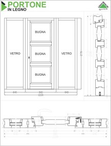 Portoncino d'ingresso Bugnale 41 con vetro L 80 x H 210 cm in legno noce, apertura spingere a destra