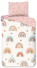 Set copripiumino e federa da bambini rosa/beige in cotone per letto singolo 140x200 cm Louie – Good Morning