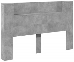 Testiera con contenitore a led grigio cemento 160x16,5x103,5 cm