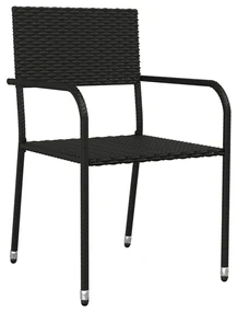 Set da pranzo da giardino 7 pz nero in polyrattan e acciaio