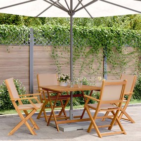 Set Da Pranzo Da Giardino 5 Pz Tortora Tessuto E Legno Massello /