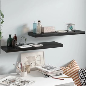 Scaffali A Parete 2 Pz Nero Lucido 80x23,5x3,8 Cm İn Mdf /