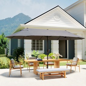 Ombrellone Doppio a 12 Stecche 455x265x238 cm con Base a Croce e Manovella in Acciaio e Poliestere Grigio...