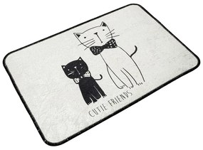 Tappetino da bagno bianco/nero 60x40 cm Little Cats - Foutastic