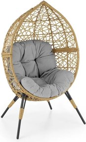 Poltrona da giardino Oskar in rattan/grigio