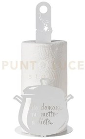 Porta rotolo da cucina "da domani mi metto a dieta" bianco marmo