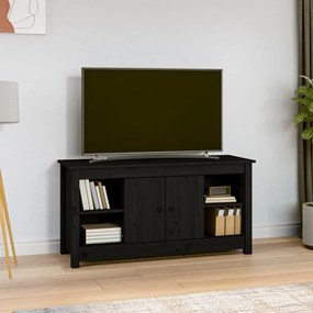 Mobile porta tv nero 103x36,5x52 cm in legno massello di pino
