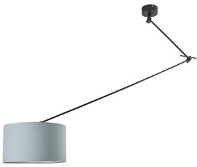 Lampada a sospensione nera con paralume 35 cm blu chiaro regolabile - Blitz