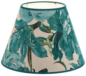 Paralume Sofia altezza 21 cm, motivo floreale turchese Duolla, Blu, Tessuto / Stoffa / Seta