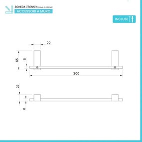 Porta asciugamani da parete 30 cm in acciaio cromato Unica