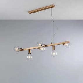 Lampadario Contemporaneo Fabian Metallo Oro 6 Luci E27