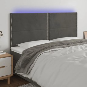Testiera A Led Grigioscuro 160x5x118/128cm İn Velluto /