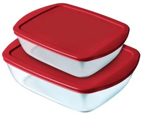 Set di scatole porta pranzo Pyrex Cook &amp; Store Cristallo Rosso (1,1 / 1,5 L) (2 pcs)