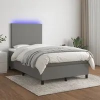 Letto a Molle Materasso e LED Grigio Scuro 120x200cm in Tessuto 3134702