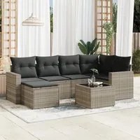 Set Divani da Giardino 7pz con Cuscini Grigio Chiaro Polyrattan 3251609