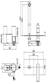 Paffoni Elle El106cr Miscelatore lavabo ad Incasso 2 Fori Piastra Rettangolare E Bocca 24 cm Cromo