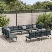 Set Panche Giardino Cuscini 8pz Nere Acciaio Verniciato Polvere 3283737