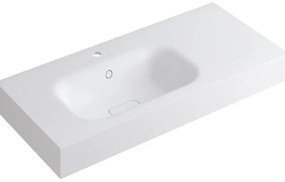 Lavabo a incasso rettangolare vasca a sinistra L 100.5 x H 15 x P 46 cm in resina bianco lucido