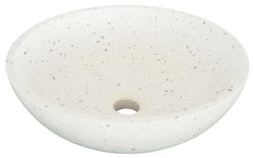 Lavabo da appoggio tondo in cemento bianco piletta inclusa