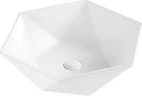 Lavabo da appoggio 45cm forma esagonale bianca | Litos-K45 - KAMALU