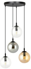 Lampadario a sospensione con filo COSMO 4xE14/10W/230V diametro 40 cm nero/grigio/beige/limpido