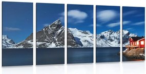 Quadri 5 pezzi – Paesaggio notturno in Norvegia