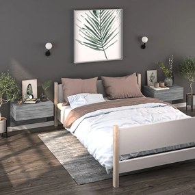 Comodini A Muro 2 Pz Grigio Sonoma /