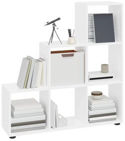 Libreria a scala bianco lucido 107 cm in legno multistrato