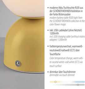 Schöner Wohnen 19218-81 - Lampada da tavolo LED dimmerabile RUDI LED/1,2W/5V gialla
