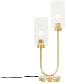 Lampada da tavolo Art Déco oro con vetro 2 luci - Laura