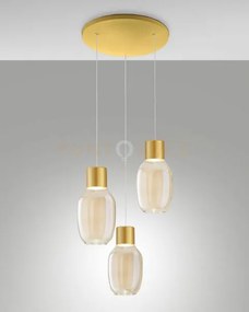 Lapo lampada a sospensione cognac 3 luci tonda a led 3000k - 36w - ...