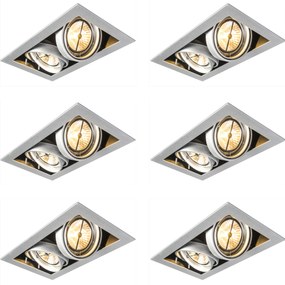 Faretto da incasso in acciaio AR111 orientabile 2 luci - Oneon