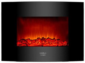 Camino Elettrico Decorativo da Parete Cecotec Warm 2200 Curved Flames 2000W Nero