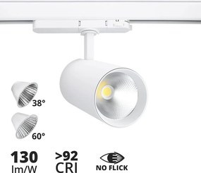 Faro LED 42W per Binario Trifase 38° + 60° Bianco PHILIPS Xitanium CRI92 Colore Bianco Naturale 4.000K