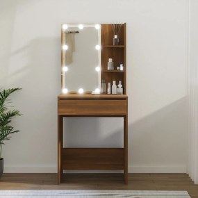 Toeletta Con Led Rovere Marrone 60x40x140 Cm /