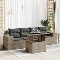 Set Divano da Giardino 5 pz con Cuscini Grigio in Polyrattan 3326721