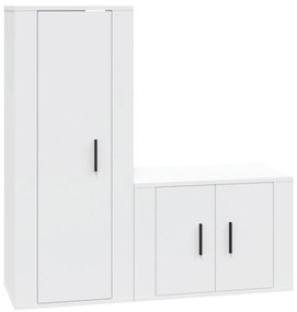 Set di mobili porta tv 2 pz bianco in legno multistrato