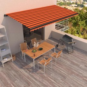 Tenda Da Sole Retrattile Manuale 600x350 Cm Arancione E Marrone /