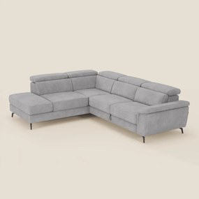 Estro Divano angolare estraibile - poggiatesta reclinabili in tessuto impermeabile T14 grigio chiaro