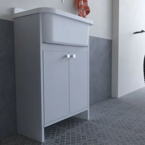 Mobile lavatoio salvaspazio 55x34 cm vasca completa di kit di scarico