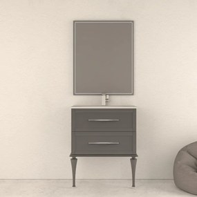 Mobile da bagno sospeso sotto lavabo L 74 x H 55 x P 46 cm grigio laccato opaco, 2 cassetti BADEN HAUS TIFFANY