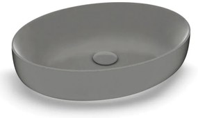 Lavabo da appoggio OLYMPIA CERAMICA ovale in ceramica L 55 x H 14 x P 40 cm grigio