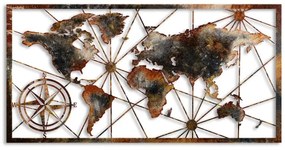 Decorazione da muro 120x60 cm world mappa metallo