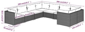 Set Divani da Giardino 8 pz con Cuscini in Polyrattan Nero