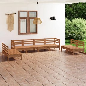 Set divani da giardino 8 pz miele in legno massello di pino