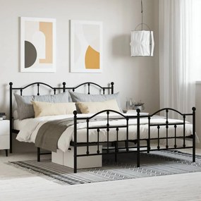 Giroletto Senza Materaso Con Pediera İn Metallo Nero 160x200 Cm /